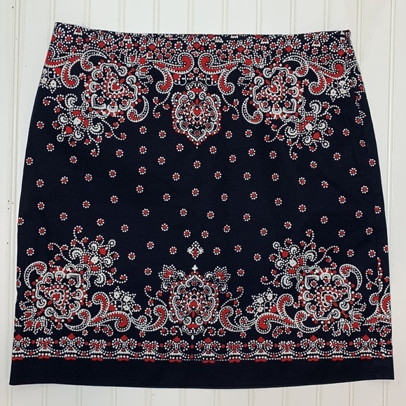 Talbots red white and blue lined skirt EUC 12 - Picture 4 of 9